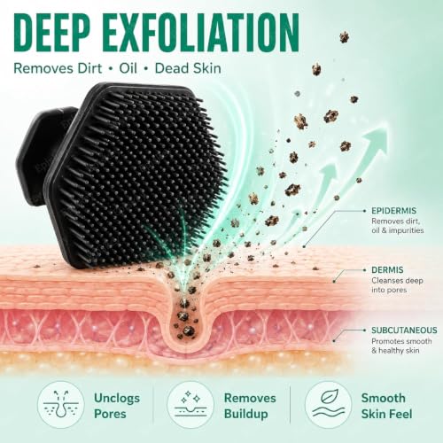 Image of Episkey Daily Duo Silicone Face & Body Scrubber Combo | Premium Soft Silicone Exfoliating Scrubbers for Deep Cleansing, Dead Skin Removal & Gentle Massage | Reusable, Hygienic, Quick Dry | 2-Piece Set (Face + Body)