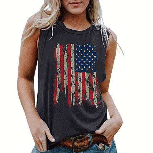 Womens 4th of July Outfit American Flag Tops for Women Funny t Shorts for Women Blouses for Tunics Tops and Blouses Tank Tops for Women Tops and Blouses Gray#03 L
