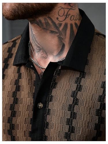 SOLY HUX Men's Casual Button Down Shirt Textured Short Sleeve Collared Summer Shirts4
