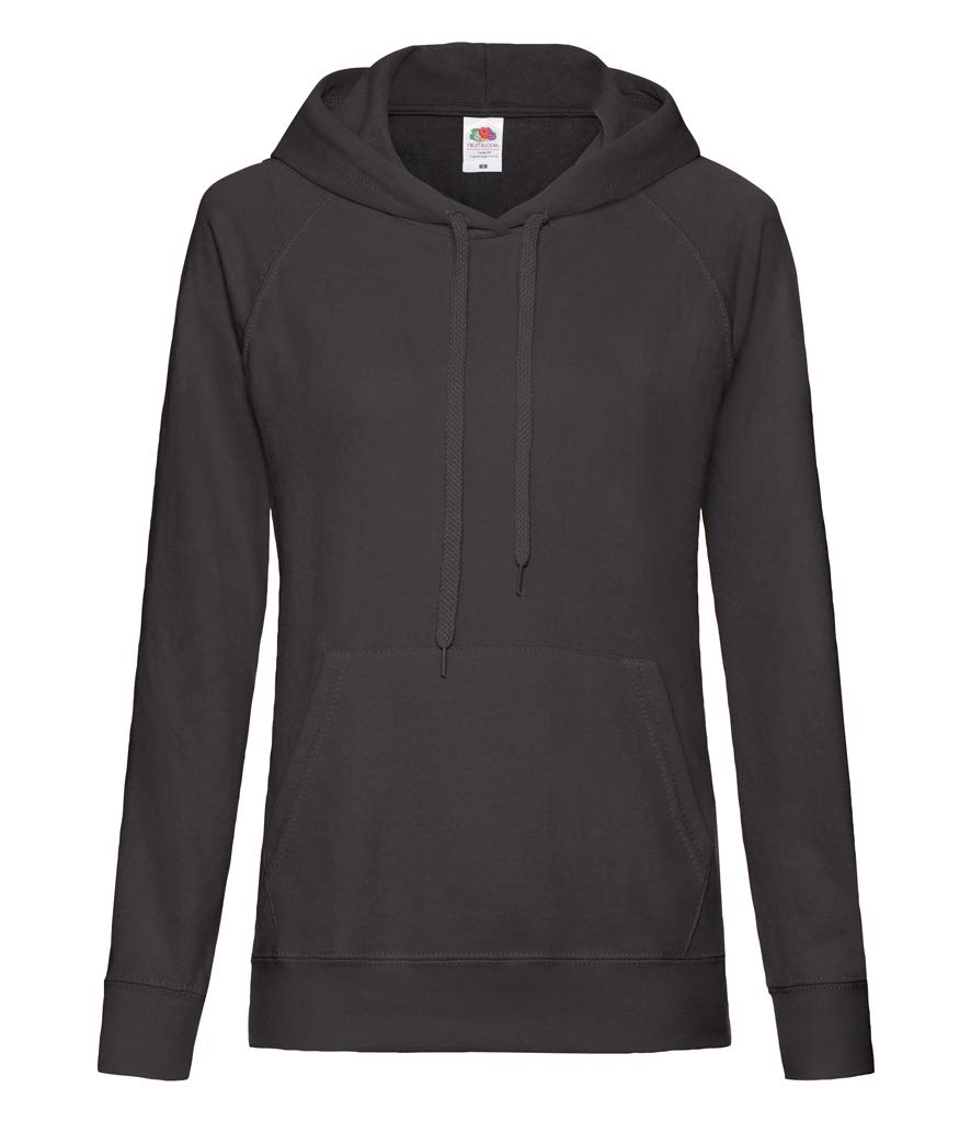 Fruit of the Loom Ladies Lady Fit Hooded Sweatshirt/Hoodie (2XL) (Black)
