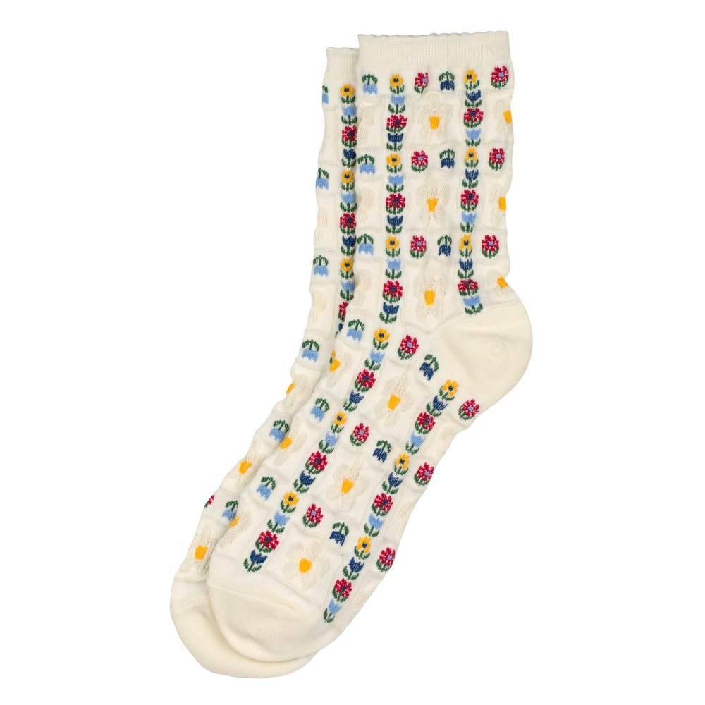 JOE COOL Socks cotton & spandex flower lattice white