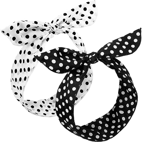 Hicarer 2 Pcs Polka Dot Headbands for Women Halloween Headband Re...