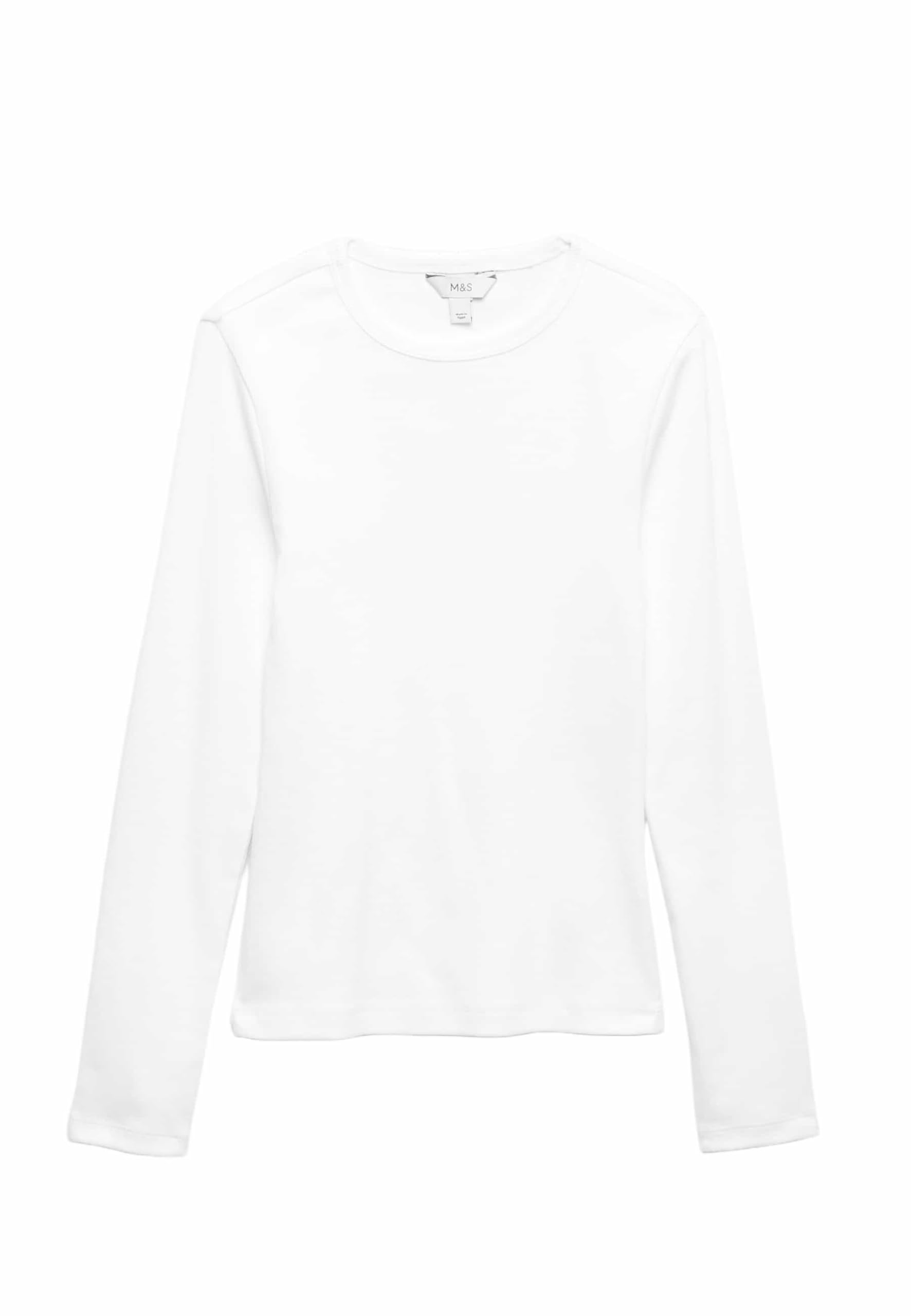 Marks & Spencer Donna a Coste Top Ricco di Cotone – vestibilità Slim – con Stretch
