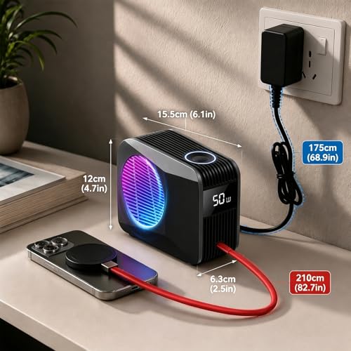 Image of Phone Cooler for Gaming, Live Streaming, 50W Magnetic Cell Phone Cooler with Low Noise Liquid Cooling Radiator for iPhone MagSafe Series /Android /iPad /Tablet, with RGB Cooling Fan (Gray)