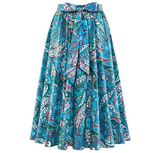 Collections Etc Tie Waist Paisley Print Full Length Skirt