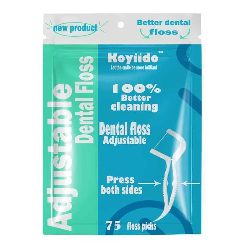 Koyiido Adjustable Clean Floss Picks Dental Floss Picks No Break No Shred Floss 75 Count