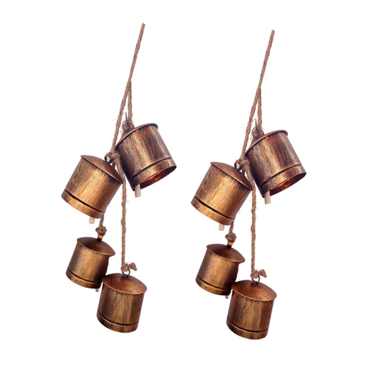 Cloche en métal style rustique ORFOFE lot de 2 ornements suspendus couleur cuivre extérieur