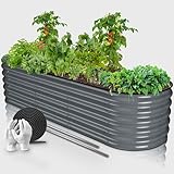 HOFGARTEN 200x60x42cm QuickGrow Metall Hochbeet 6-in-1 | Stahl rostfrei verzinkt & lackiert | sehr stabiles Garten Beet oval für Gemüse Kräuter Blumen | modulares Hochbeete-Kit | Anthrazit