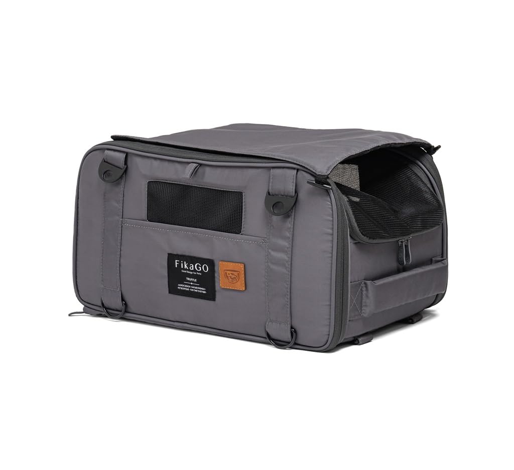 FikaGO Bolsa de Viaje 3 en 1 para Perros y Gatos Truffle Gris – Mochila, Bolso de Hombro y Equipaje de Mano