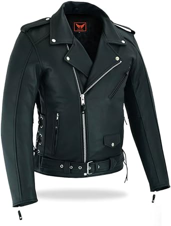 Mens Classic Heavy Duty Premium Buffalo Matt Thick Leather Motorcycle Jacket