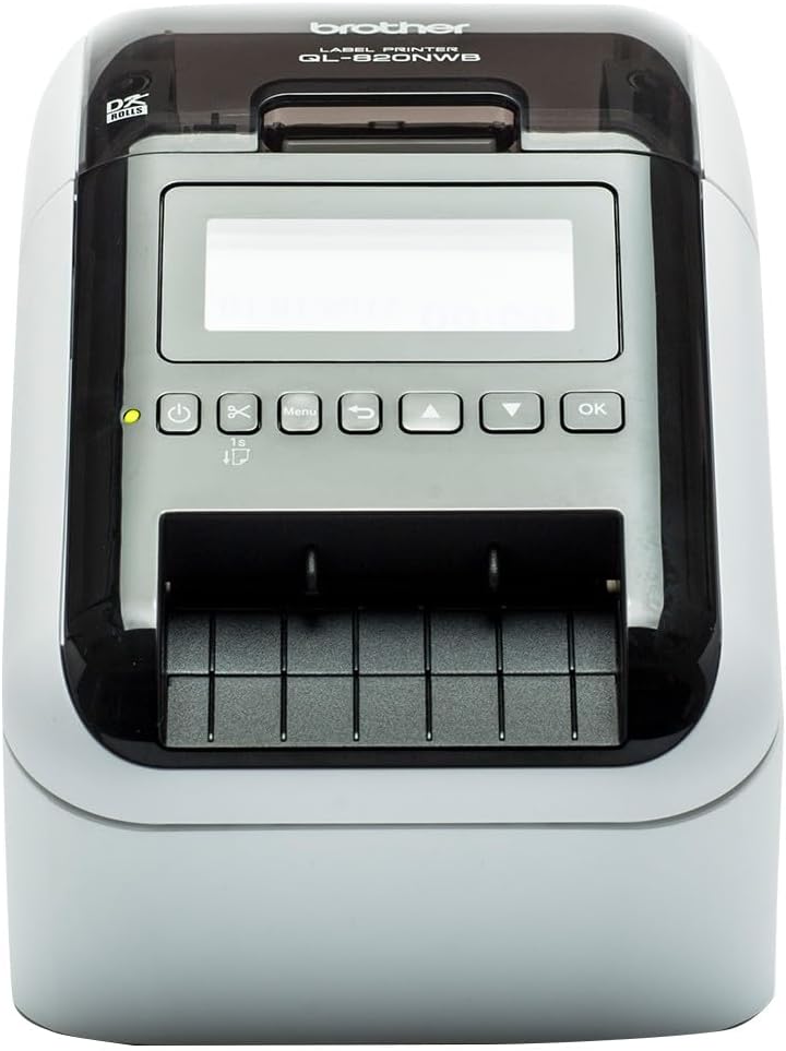 Brother QL820NWBc High Speed Desktop Label Printer | Wireless/USB 2.0| Address Labelling | Wide Format 4 Inch Labels | UK Plug