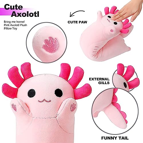 Peach Cat Pink Axolotl Plush Pillow Toy Cute Axolotl Stuffed Animal For Girls And Boys 34 Inch thumb #2
