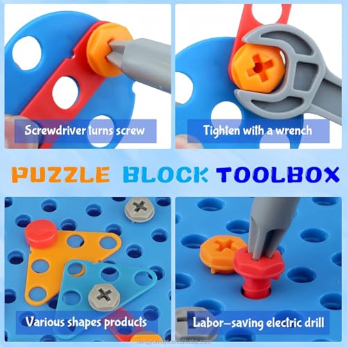 Image of Cable World Space Theme Creative Drill Set - 2-in-1 3D Building Blocks & 2D Puzzle - STEM Educational Construction Toy with Screwdriver & Portable Case for Kids 3+ Ideal for Gifting