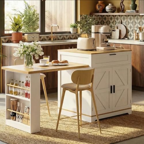 ANCTOR Kitchen Islands with Seating, 67.7" Island Table for Kitchen,