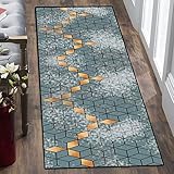 YZHY Korridor Teppich,Läufer Teppich - Moderne geometrische Muster - rutschfest waschbar - Mikrofaser Teppiche Läufer für Flur Badezimmer Wohnzimmer Bettläufer Küchenteppiche Läufer