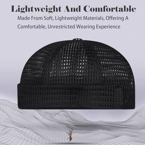 2 Pack Men's Breathable Brimless Hat Summer Style Mesh Tang, Adjustable Cap Docker Beanie, Breathable Mesh Cap (Mix-J) - 2
