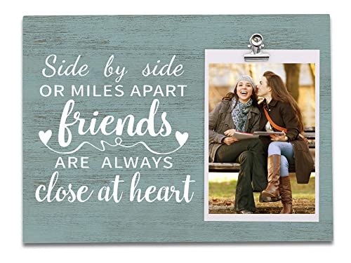 Dofala Best Friendship Wood Clip Picture Frame Signs, Side By Side Or Miles Apart Heart Photo Frame Decoration, For Birthday Friendship Gifts For Women Sister Friend, Frame Holds 4 X 6 Inches Photo #TOP3