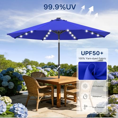 Image of ABCCANOPY 10FT Durable Solar Led Patio Umbrellas with 32LED Lights (Blue)