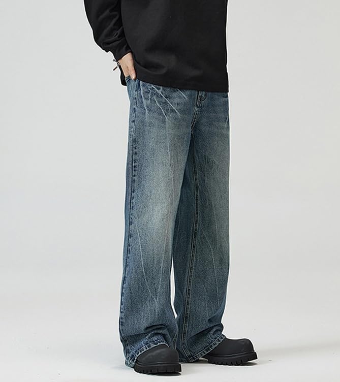 Y2k Baggy Flared Jeans Men 90s Vintage Bell Bottom Jeans Loose Fit Grunge Pants Casual Wide Leg Skater Denim Pants3