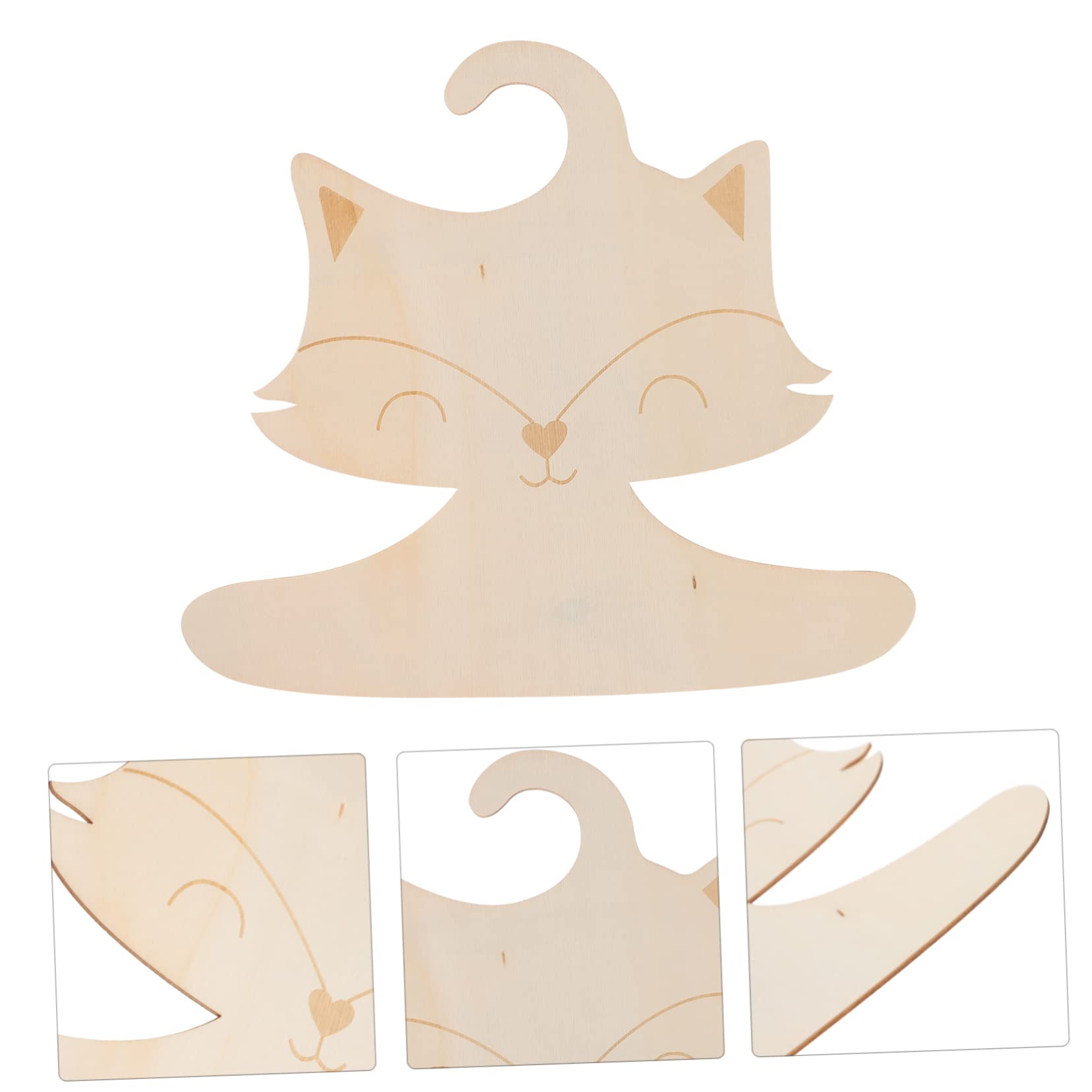 Cabilock Cartoon Fox Wooden Hangers Set Pieces Boys and Girls Clothes Hangers for Shower Present