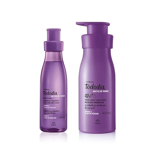 Kit Tododia Amora e Flor de Pêssego Body Splash e Hidratante Creme Sorbet Noites de Verão