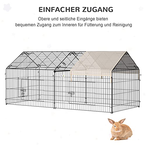 PawHut Freigehege Freilaufgehege mit Sonnenschutz Kleintiergehege Kaninchenstall außen Kaninchen Außengehege Freilauf… – Bild 5