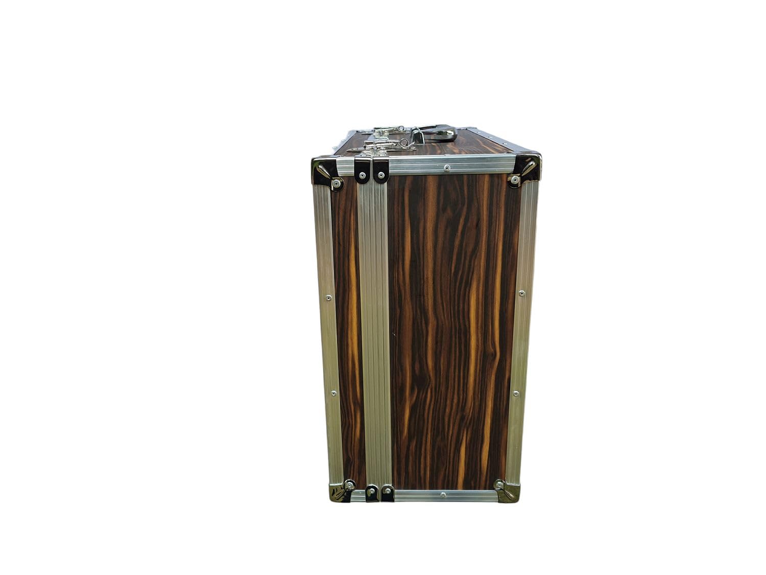 Akkordeonkoffer 120 Bass Holz Case Flightcase Nuss-Natura 58x48x25 cm – robuster Holzkoffer mit Polsterung, Metallecken & Tragegriff – stilvolles Akkordeon Case für sicheren Transport & Schutz
