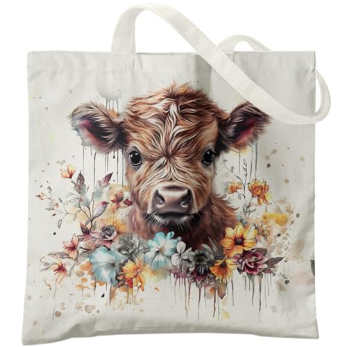 Bolso de lona estilo Western Highland Cow para mujer