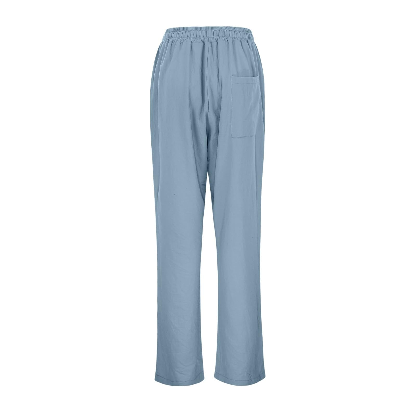 Pantalones de Verano Niña Algodón y Lino Cintura Elásticos Bolsillos Cordón Sueltos Causal Ligero Transpirable Deportivo 4-15 años