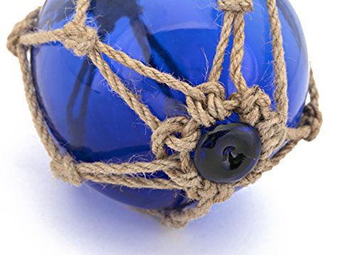 IMAX 50890-3 Buoyant Glass Floats in Blue - Set of 3 Glass Fishing Net Floats - Coastal Indoor and Outdoor Accessory. Decorative Accessories