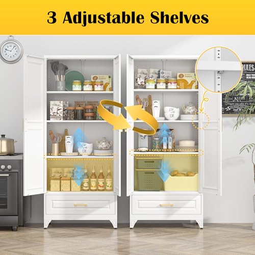 Image of SteeLoong 75 inch Metal Storage Cabinet with Doors and 3 Adjustable Shelves