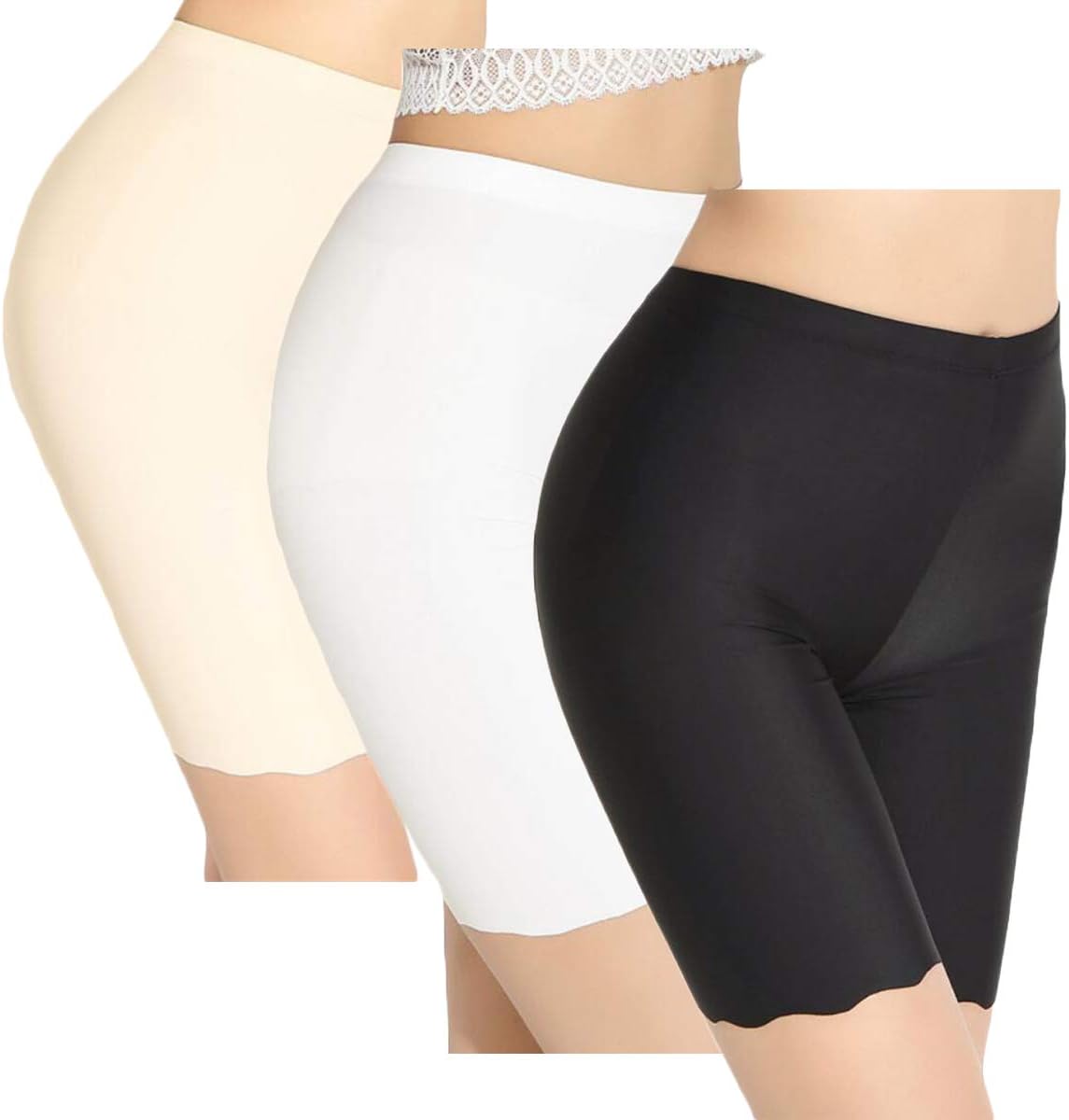 TRISTINWomens 3 Pack Boy Shorts Anti Chafing Underwear Plus Size Long Briefs Sheer & Sexy Boxers Seamless Ladies Slipshort Panties