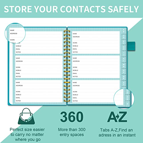 Regolden-Book Address Book With Alphabetical Tabs, Hardcover Address Organizer For Record Contacts, Telephone Book For Seniors, Internet Log Book Journal With Password, Pen Loop, Pocket, (5.7X7.2") #TOP2