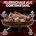 Moodz Feuerschale 100cm - Feuerschalen für den Garten - Feuerstelle Outdoor & Feuertonne - Feuerschale aus 3 MM Dick Cortenstahl - Feuerkorb für den Garten - 100x100x23,5cm - Mit Füßen und Griff