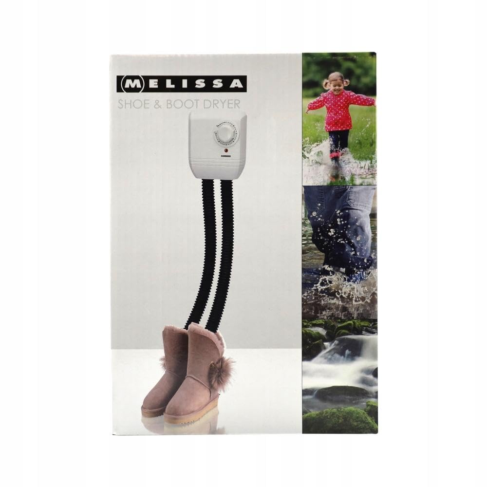 Melissa 16540009 Schuhtrockner elektrisch, Schuhwärmer für Stiefel, Gummistiefel und Handschuhe, Trockner für Wanderschuhe oder auch Skischuhe, Heizung mit Gebläse und Zeitschaltuhr für 1 Paar Schuhe