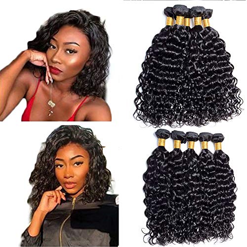 Maxine Virgin Malaysian Hair 3 Bundles 9A Grade Unprocessed Water Wave Malaysian Human Hair 3 Bundles Water Wave Virgin Hair Extension (10 10 10, 100g/per bundle)
