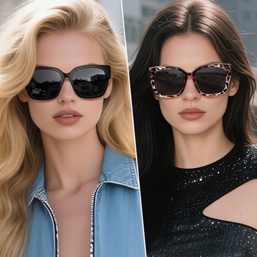 MAIVARDAY Fit Over Glasses Women Polarized Sunglasses Square Wrap Around Over Glasses UV Protection & 2 Pack2