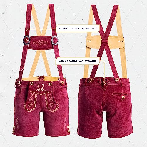 Image of BAVARIA TRACHTEN Authentic Lederhosen Women - Ladies Octoberfest Outfit - Damen Wurstfest Costume - Cherry Red