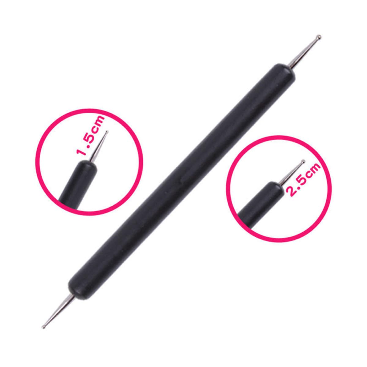 Black Nail Art Pen Dotting Tool Set Double Ended 5pcs