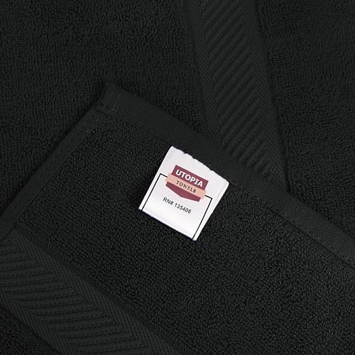 Image of Utopia Towels 6 Pack Medium Bath Towel Set, 24 by 48 Inches, 500 GSM 100% Ring Spun Cotton, Lightweight and Highly Absorbent Quick Drying Premium Towels for Hotel, Spa and Bathroom, Black
