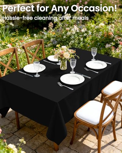 Image of LANLISA 4 Pack Black Plastic Tablecloth Disposable, 54 x 108 Inch