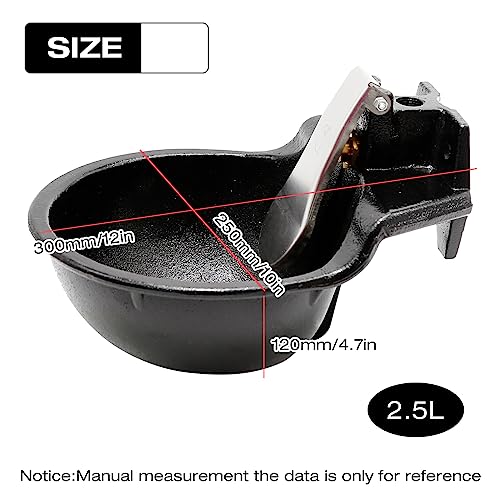 Mdeoosky FUSBXT087 Extra Large Livestock Cast Iron Push-Paddle Automatic Metal Waterer With Accessories Livestock Water Trough 2.5L Heavy Duty Auto Drinking Metal Troughs For Horse Cattle Goat Pig Capacity thumb #5