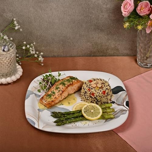 Image of Golden Fish 16 Pcs Multi-Course Dinner Set for 4 | 4 Full Plates, 4 Quarter Plates, 4 Veg Bowls, 2 Donga & 2 Serving Spoons | Organized Meal Serving Combo for Home Dining & Entertaining 12