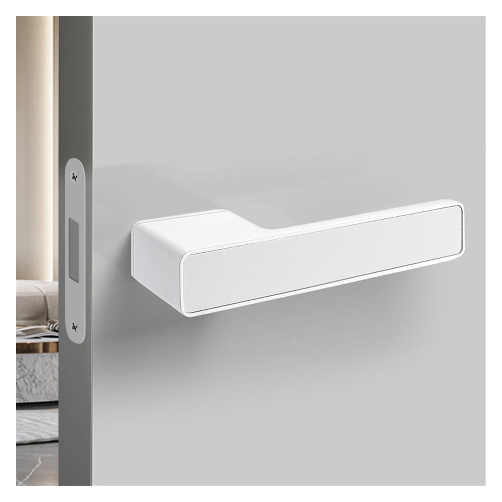 NYRXRYTCA [Special for Invisible Doors] Minimalist Invisible Door Lock Conference Room Secret Door Secret Room Door Single-Sided Lock Wooden Door Handle Lock(Blanc)