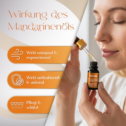 Mandarinenöl Duftessenz intensiv fruchtig-süß für Diffuser und Duftlampe, ideal für Saunaaufguss, Kerzenherstellung, Seifen, Duftwachs und Raumduft
