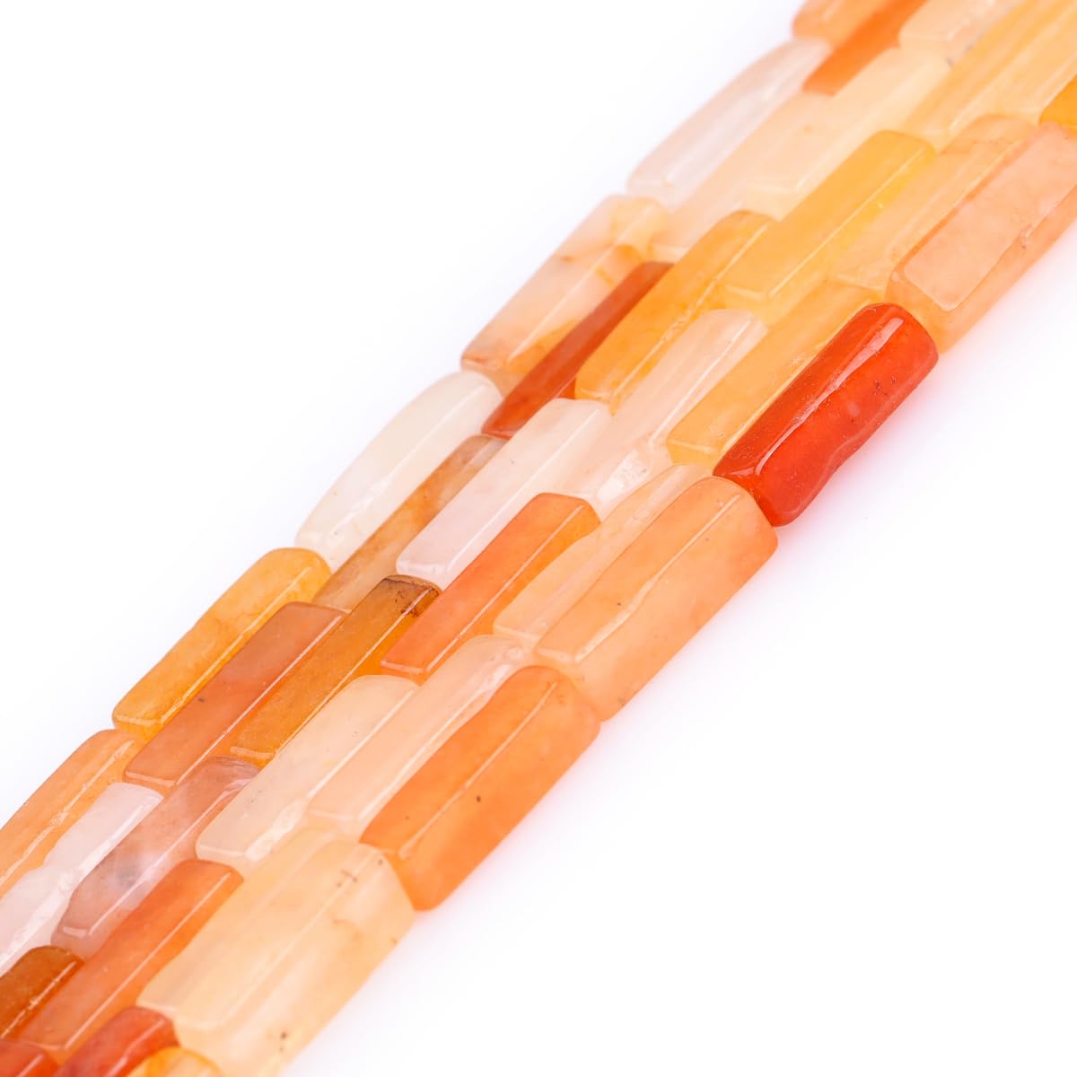 Gem-Inside 4x13mm Natural Orange Aventurine Jade Square Tube Cube Cuboid Spacer Beads for Jewelry Making Full 15" Strand Energy Stone Healing Power Gemstone