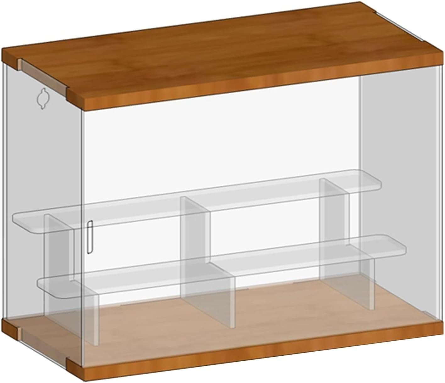 ApuaVireo&Co Acrylic Display Case For Collectibles, Dolls, Statues, Transparent & Wooden, 30x15x(22.5-44.3) cm((LxWxH) 30x15x22.5cm)