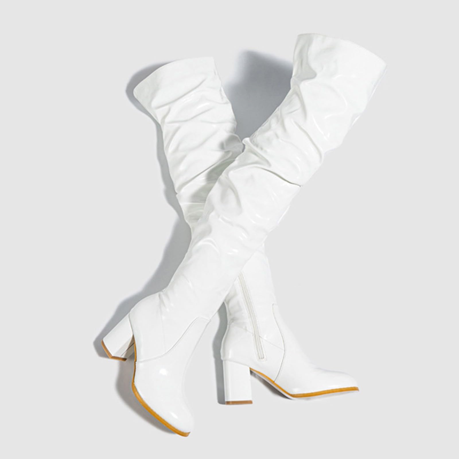 Donne sopra il ginocchio Tacchi alti plateau Stivali Alti Stivali Inverno Lungo Basic Stivali Con Cerniera Basic Size Coscia Scarpe Alte Tacco Lungo Stivali