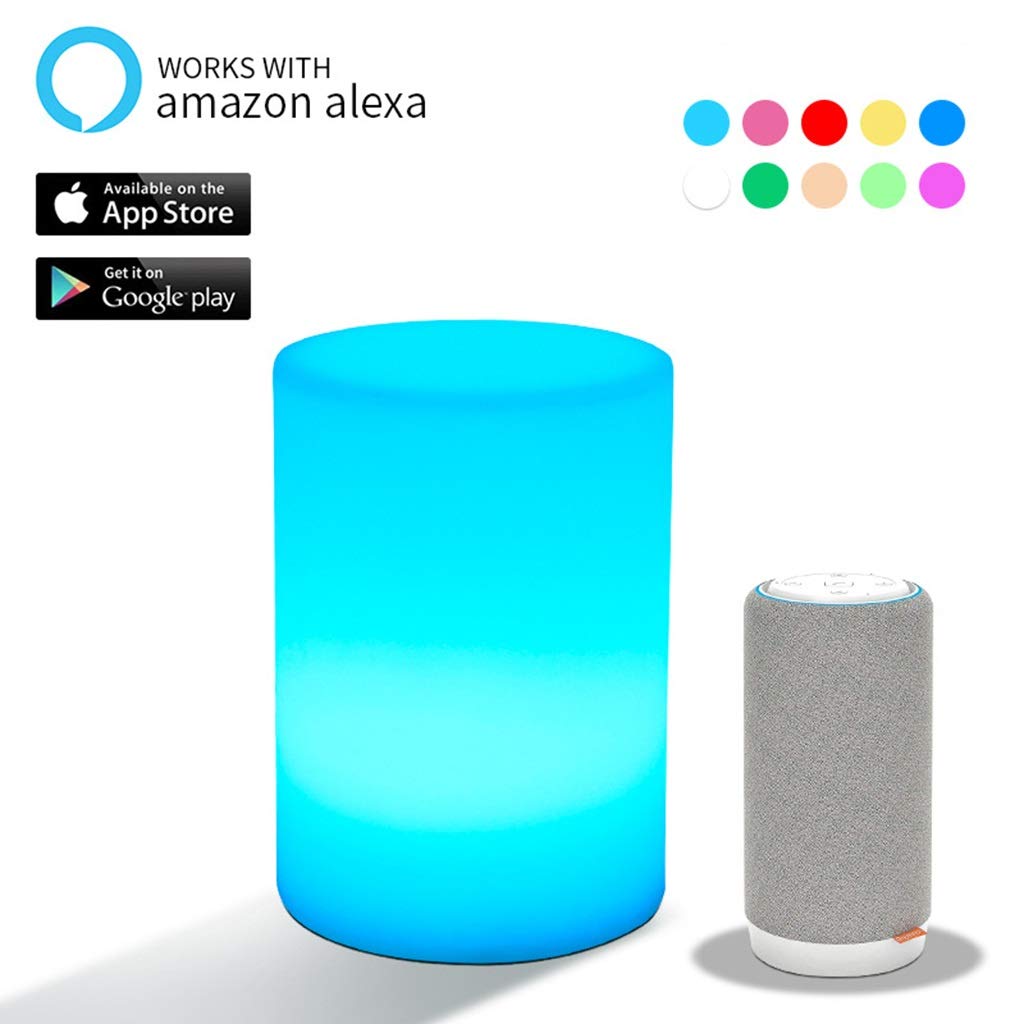 Luce Notturna Intelligente WiFi, APP e Controllo Vioce, Sincronizza con la Musica Lampade da Comodino Dimmerabili, Compatibile con Alexa e Google Home, Luce di Bagliore RGB Che Cambia Colore