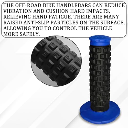 Image of 2PCS Motorcycle Handlebar Grips, 7 /8 inch Anti-Slip Dirt Bike Grips, Universal Motocross ATV Rubber Pillow Top Grips for CR80R /85R,CRF150R, CR125R /250R,CRF450R, CRF150F CRF230F CRF450F(Blue)